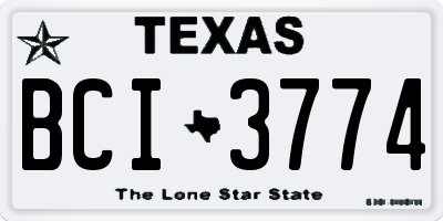 TX license plate BCI3774