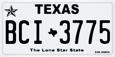 TX license plate BCI3775