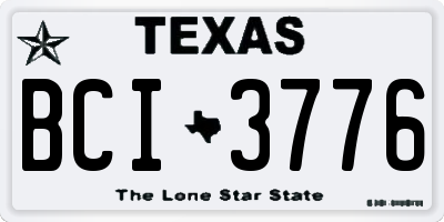 TX license plate BCI3776