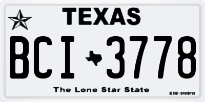 TX license plate BCI3778