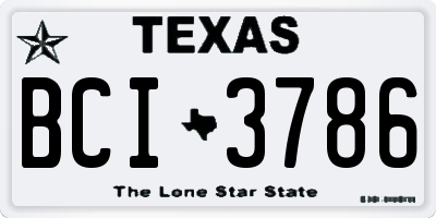 TX license plate BCI3786
