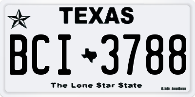 TX license plate BCI3788