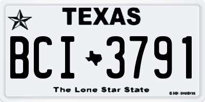 TX license plate BCI3791