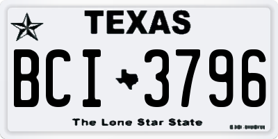 TX license plate BCI3796