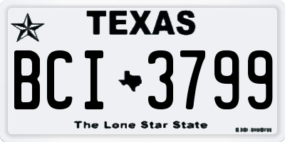 TX license plate BCI3799