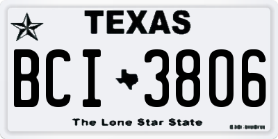 TX license plate BCI3806