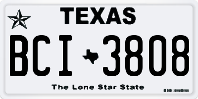 TX license plate BCI3808