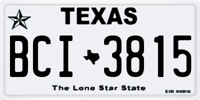 TX license plate BCI3815