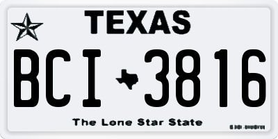 TX license plate BCI3816