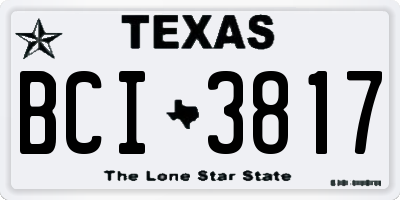 TX license plate BCI3817