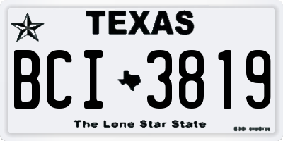 TX license plate BCI3819