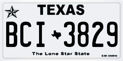 TX license plate BCI3829