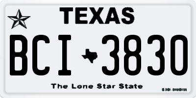 TX license plate BCI3830