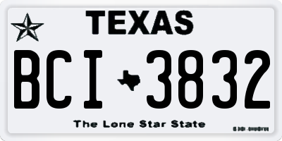 TX license plate BCI3832