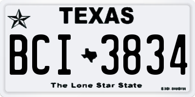 TX license plate BCI3834