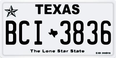 TX license plate BCI3836