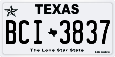 TX license plate BCI3837