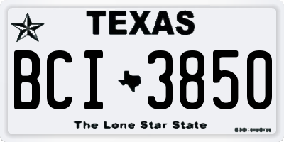 TX license plate BCI3850