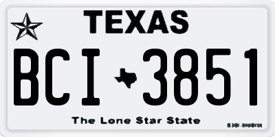 TX license plate BCI3851