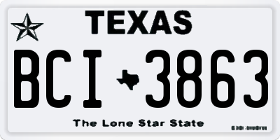 TX license plate BCI3863