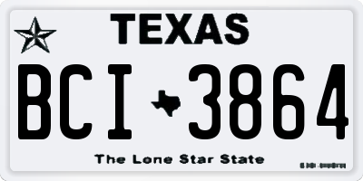 TX license plate BCI3864