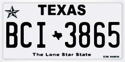 TX license plate BCI3865