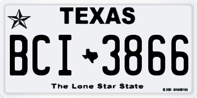 TX license plate BCI3866