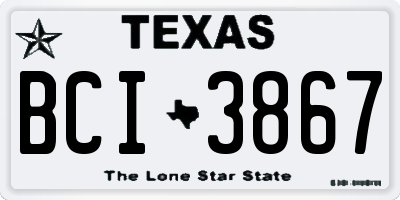 TX license plate BCI3867