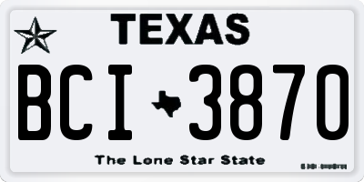 TX license plate BCI3870