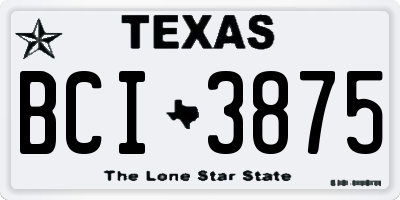 TX license plate BCI3875
