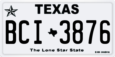 TX license plate BCI3876