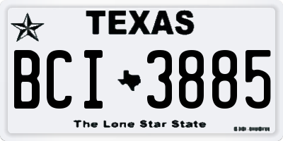 TX license plate BCI3885