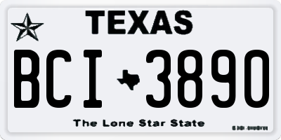 TX license plate BCI3890