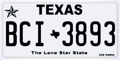 TX license plate BCI3893