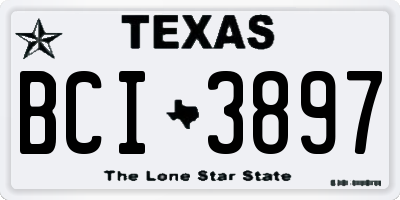 TX license plate BCI3897