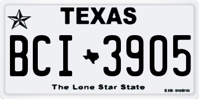 TX license plate BCI3905