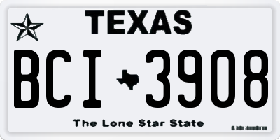TX license plate BCI3908