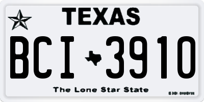TX license plate BCI3910