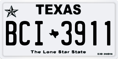 TX license plate BCI3911