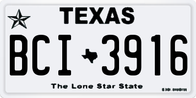 TX license plate BCI3916