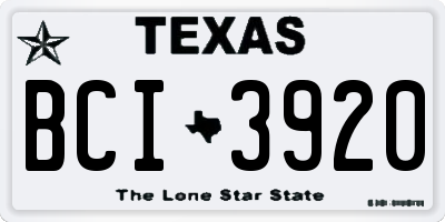 TX license plate BCI3920