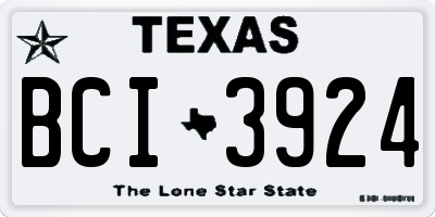 TX license plate BCI3924