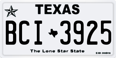 TX license plate BCI3925