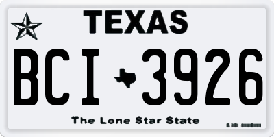 TX license plate BCI3926