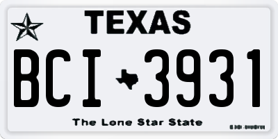 TX license plate BCI3931