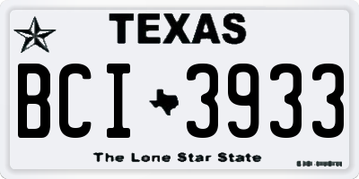 TX license plate BCI3933