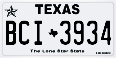 TX license plate BCI3934