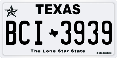 TX license plate BCI3939