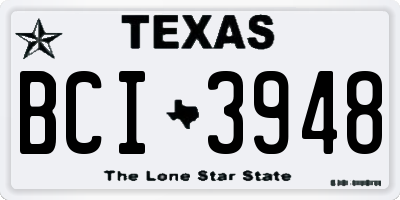 TX license plate BCI3948