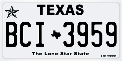 TX license plate BCI3959